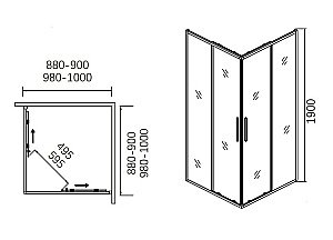 Душевой уголок CeramaLux CL902-90 стекло прозрачное/профиль хром купить в интернет-магазине Sanbest