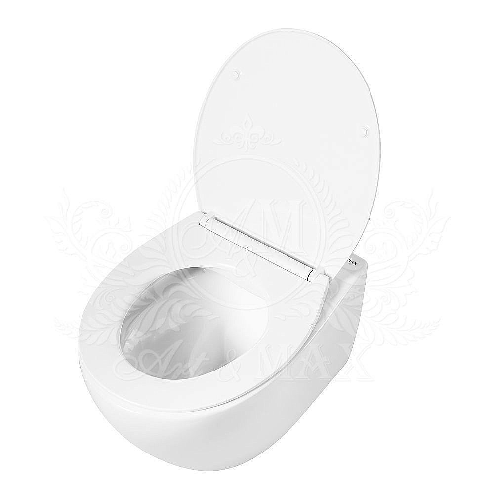 Унитаз подвесной Art&Max Elegant AM9316CHR/SC белый, с сиденьем микролифт, безободковый купить в интернет-магазине Sanbest