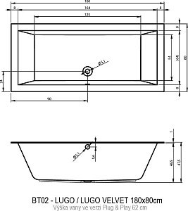 Ванна акриловая Riho LUGO 180x80 PLUG & PLAY купить в интернет-магазине Sanbest