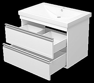 Тумба с раковиной Misty Ингрид - 75 П-Инг-01075-011П2Я белая для ванной в интернет-магазине Sanbest