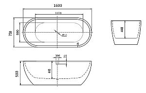 Ванна акриловая Art&Max AM-218-1600-750 белая купить в интернет-магазине Sanbest
