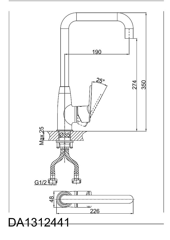 Смеситель для кухни D&K Rhein.Speyer DA1312441 купить в интернет-магазине сантехники Sanbest