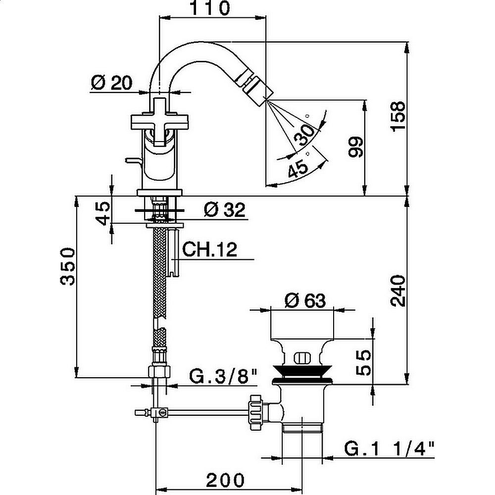 Смеситель для биде Cisal Barcelona Quad BQ00155021 купить в интернет-магазине сантехники Sanbest
