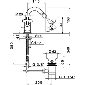 Смеситель для биде Cisal Barcelona Quad BQ00155021 купить в интернет-магазине сантехники Sanbest