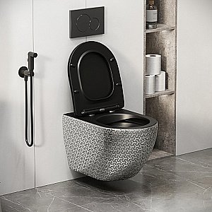 Унитаз подвесной Grossman Color GR-4411SBRS безободковый, с крышкой микролифт, серебро/декор купить в интернет-магазине Sanbest