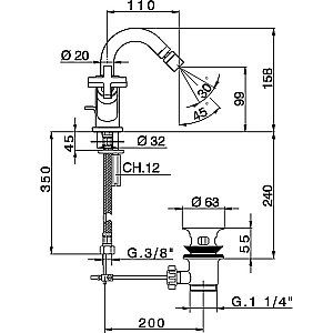 Смеситель для биде Cisal Barcelona Quad BQ00155021 купить в интернет-магазине сантехники Sanbest