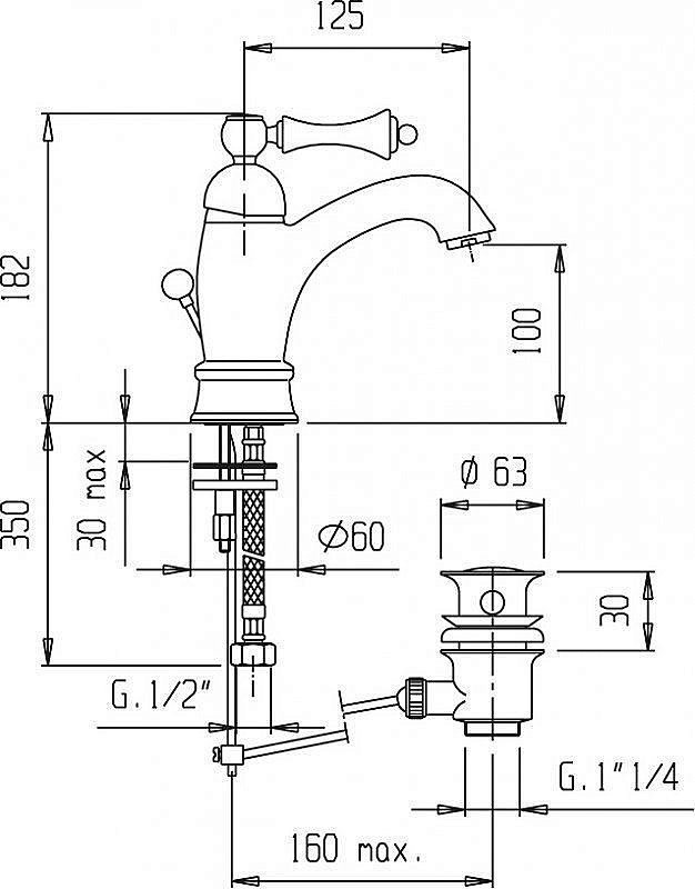 Смеситель для раковины Cezares Margot LSM1-A-01 N хром/ручка черная купить в интернет-магазине сантехники Sanbest