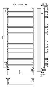 Полотенцесушитель водяной Terminus Берн П18 500х1200 купить в интернет-магазине сантехники Sanbest