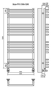 Полотенцесушитель водяной Terminus Берн П18 500х1200 купить в интернет-магазине сантехники Sanbest