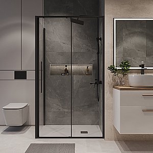 Душевой уголок Niagara Nova NG-84-14AB/NG-A80B-34 140х80 стекло прозрачное/профиль черный матовый купить в интернет-магазине Sanbest