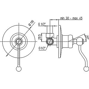 Смеситель для душа PAINI Duomo 88F3690 бронза купить в интернет-магазине сантехники Sanbest