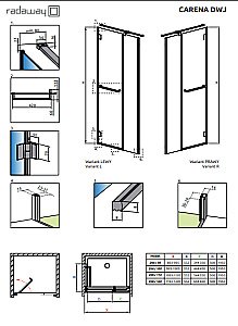 Душевая дверь Radaway Carena DWJ 110 стекло прозрачное/профиль хром купить в интернет-магазине Sanbest
