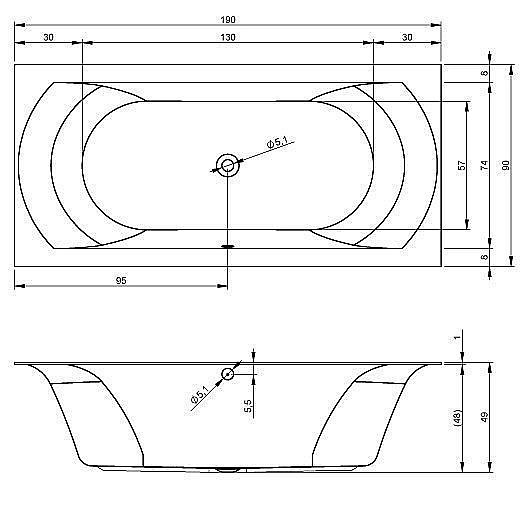 Акриловая ванна Riho Linares 190x90 B143001005 белая купить в интернет-магазине Sanbest