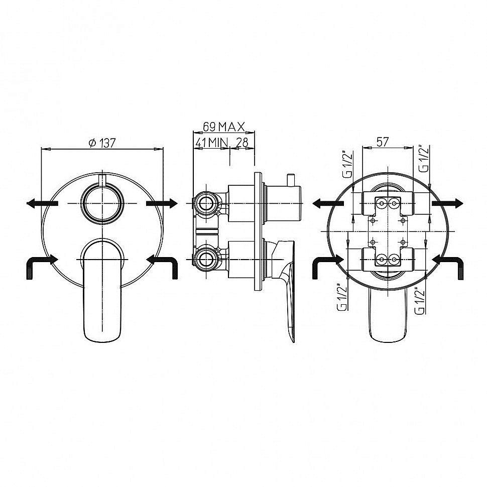 Смеситель для душа PAINI Nove 09CR6911 хром купить в интернет-магазине сантехники Sanbest