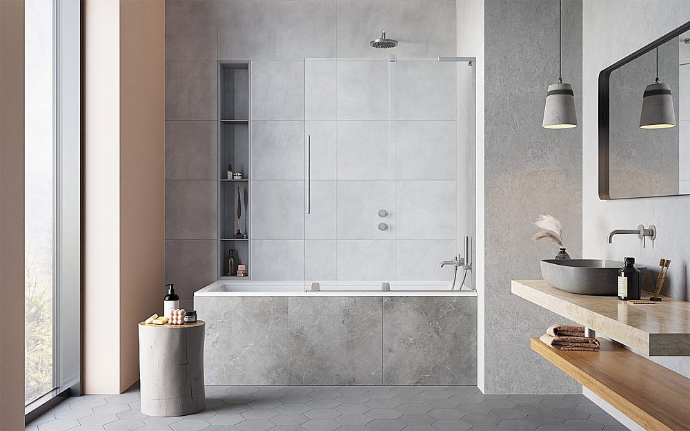 Шторка для ванны Radaway Furo SL Brushed Nickel PND II 120 стекло прозрачное/профиль брашированный никель купить в интернет-магазине Sanbest