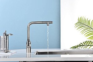 Смеситель для кухни Paulmark Viper Vi213105-BS брашированная сталь купить в интернет-магазине сантехники Sanbest