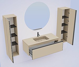 Тумба с раковиной Armadi Art QUATRO 1 100 DAPHNE/профиль ANTHRACITE/раковина DAPHNE для ванной в интернет-магазине Sanbest