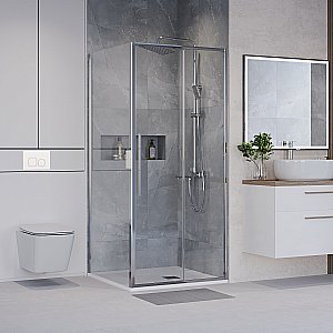 Душевой уголок Niagara Nova NG-64-10A/NG-A80-34 100х80 стекло прозрачное/профиль хром купить в интернет-магазине Sanbest