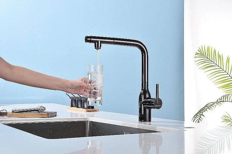 Смеситель для кухни Paulmark Viper Vi213105-GB черный глянец купить в интернет-магазине сантехники Sanbest