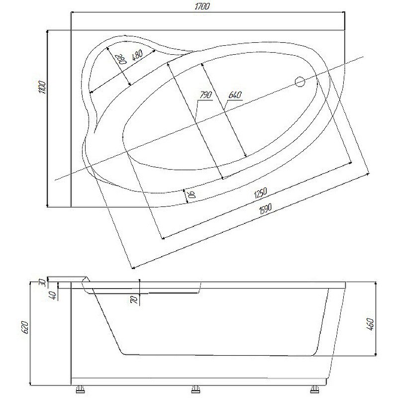 Ванна Aquatek Фиджи 170х110 белая купить в интернет-магазине Sanbest