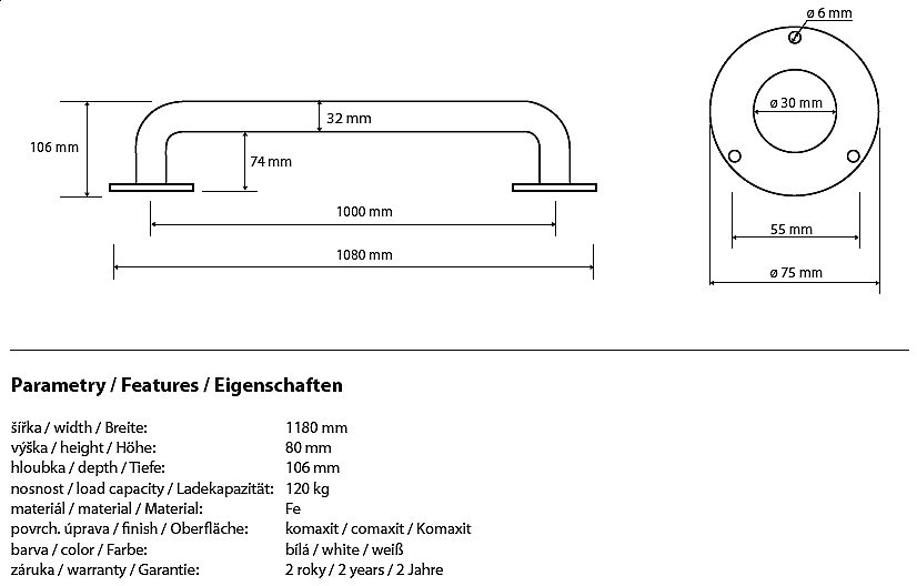 Поручень Bemeta Help program 301101104 купить в интернет-магазине сантехники Sanbest