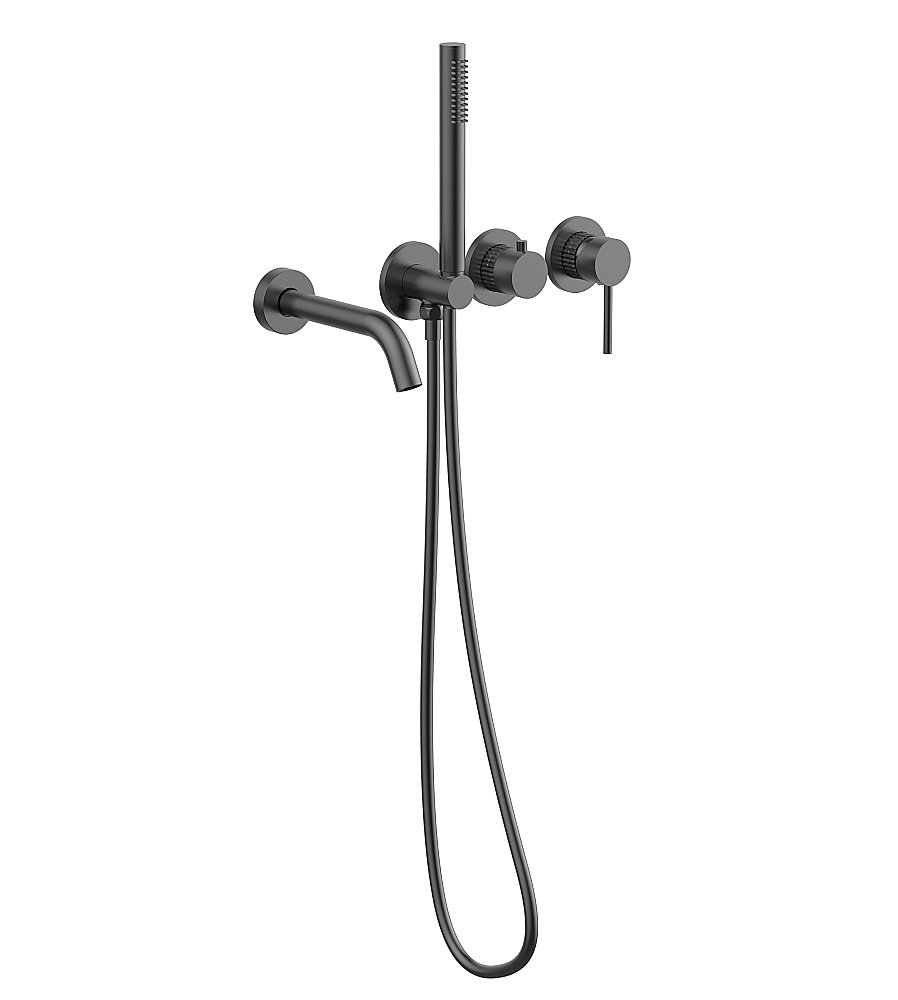 Смеситель для ванны Vincea Groove VBTW-4G1GM вороненая сталь купить в интернет-магазине сантехники Sanbest