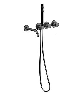 Смеситель для ванны Vincea Groove VBTW-4G1GM вороненая сталь купить в интернет-магазине сантехники Sanbest