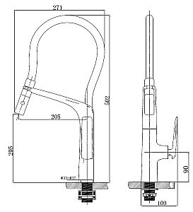 Смеситель для кухни Vincea VKF-115MB черный матовый купить в интернет-магазине сантехники Sanbest