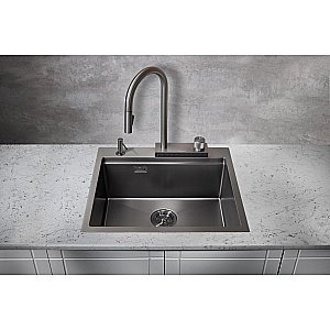 Мойка кухонная Milacio Denia 57 Steel MC.77409 вороненая сталь купить в интернет-магазине сантехники Sanbest