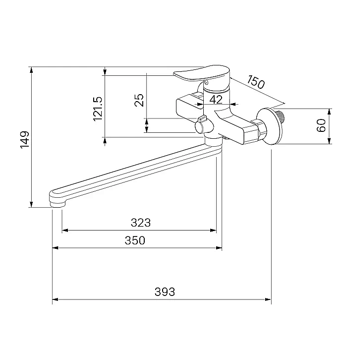 Смеситель для ванны Milardo Demi DEMSB00M10 купить в интернет-магазине сантехники Sanbest