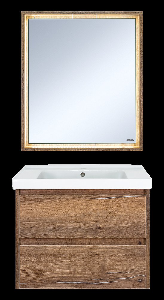 Зеркало с LED-подсветкой Misty DALLAS 70x80 Дуб Галифакс/олово в ванную от интернет-магазине сантехники Sanbest