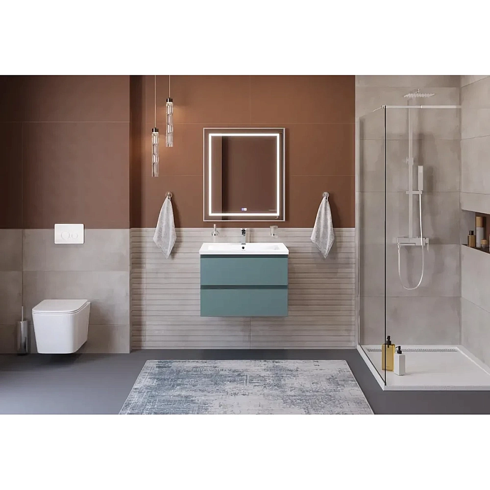 Тумба с раковиной BelBagno 75 KRAFT-750-2C-SO-AO+CZR-8070-75 голубая матовая для ванной в интернет-магазине Sanbest