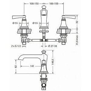 Смеситель для раковины Crosswater 11-08-PC купить в интернет-магазине сантехники Sanbest