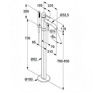 Смеситель для ванны Kludi Bozz 385900576 хром купить в интернет-магазине сантехники Sanbest