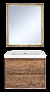 Зеркало с LED-подсветкой Misty DALLAS 70x80 Дуб Галифакс/олово в ванную от интернет-магазине сантехники Sanbest