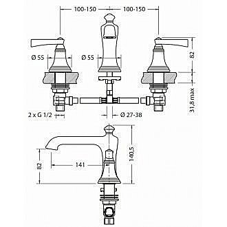 Смеситель для раковины Crosswater 11-08-PC купить в интернет-магазине сантехники Sanbest