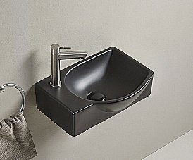 Раковина подвесная Gid Bm9276R черная матовая чаша справа купить в интернет-магазине сантехники Sanbest