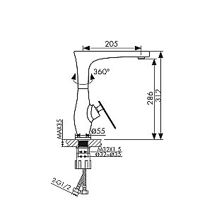 Смеситель для кухни Kaiser Star 02044-2 купить в интернет-магазине сантехники Sanbest
