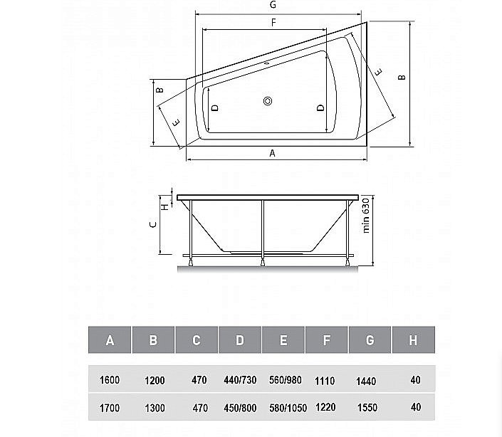 Ванна акриловая Vayer Trinity 170x130 купить в интернет-магазине Sanbest