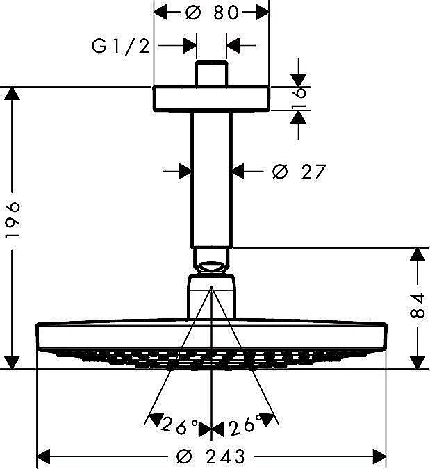 Верхний душ Hansgrohe RD Select S 240 2jet EcoSmart 26469000 хром купить в интернет-магазине сантехники Sanbest