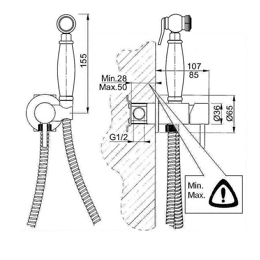 Гигиенический душ Giulini Futuro FSH25/1531BR бронза купить в интернет-магазине сантехники Sanbest