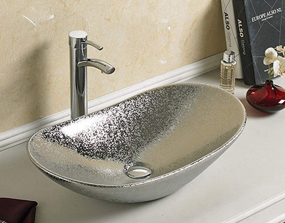 Раковина накладная Ceramalux NC 61,5 7811АSS серебро купить в интернет-магазине Sanbest