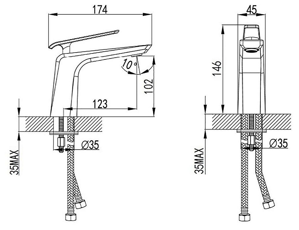 Смеситель для раковины Bien Lucca Никель купить в интернет-магазине сантехники Sanbest