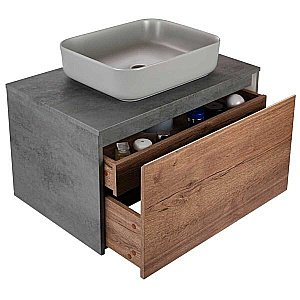 Тумба с раковиной Vincea Mesa 800 T.Oak + Beton для ванной в интернет-магазине Sanbest