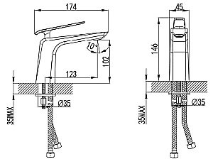 Смеситель для раковины Bien Lucca Никель купить в интернет-магазине сантехники Sanbest