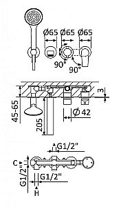 Смеситель для ванны Cezares NAUTIC-VDM3-NOP черный купить в интернет-магазине сантехники Sanbest