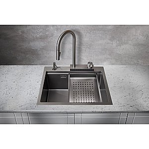 Мойка кухонная Milacio Denia 57 Steel MC.77409 вороненая сталь купить в интернет-магазине сантехники Sanbest