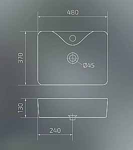 Раковина накладная Gid Geometrico 48 Mnc605 54460 серый мрамор купить в интернет-магазине Sanbest
