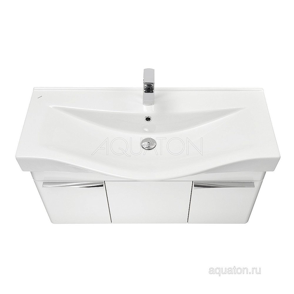 Тумба с раковиной Акватон Беверли 100 белая глянцевая для ванной в интернет-магазине Sanbest