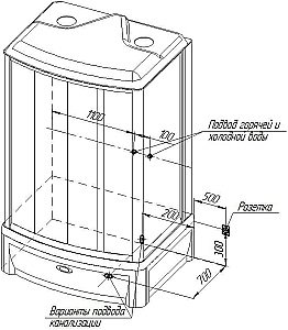 Душевая кабина Радомир Диана-2 139х108 стекло матовое купить в интернет-магазине Sanbest